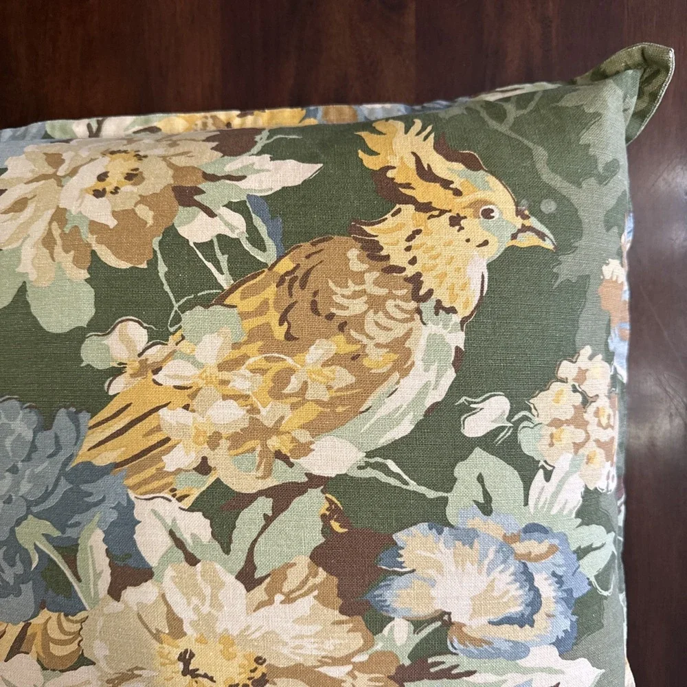 Pottery Barn Silvana Pheasant Pillow Cover & Insert Green 20